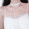 白色蕾丝choker蝴蝶结绑带颈链甜美长款项圈防过敏系带锁骨链
