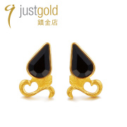 justgold鎮金店女皇足金黄金耳钉，耳环时尚简约大方送情人1321941y