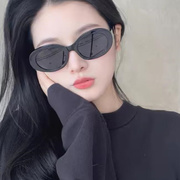 韩版个性椭圆形墨镜女款猫眼可配近视带有散光度数太阳镜男凹造型