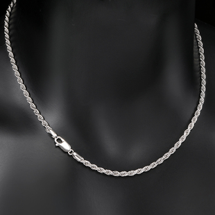 S925 silver rope chain 纯银镀白金麻花链绳项链男女细锁骨链INS
