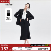 图曼朵法式通勤黑色职业套装女秋季通勤气质西装套装鱼尾裙子