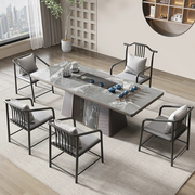 现代岩板茶台轻奢茶室家用办公室，功夫茶桌一体，高端大气茶桌椅组合