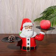 跨境圣诞老人托盘小吃零食架家居书房装饰摆件树脂工艺品创意