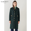 lkbennett2023冬季绿色羊毛大衣女长款英伦风西装领毛呢外套