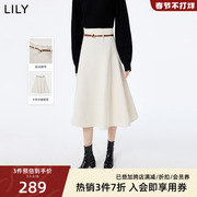 LILY2023冬女装送腰带都市学院风气质显瘦遮胯优雅通勤半身裙