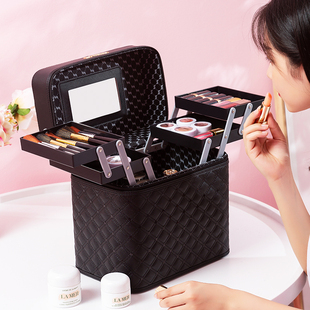 韩版化妆包大容量女便携2021超火品收纳盒，高级感手提箱子立体