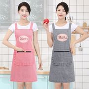 棉女洋气围裙厨房家用做饭防油拉链袋无袖外穿罩衣围兜上班工作服