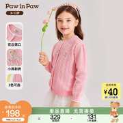 pawinpaw卡通小熊童装，24年春季女童开衫，外套针织上衣甜美精致