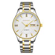 冠琴全自动机械，瑞士手表钢带品牌男商务夜光，日历精钢国产腕表
