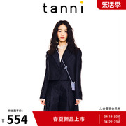 tanni商场同款时尚设计深蓝色，短款修身西装外套女tl11bz051b