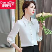 蝴蝶结白衬衫女长袖今年流行2024春秋高端气质设计感雪纺衬衣
