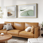 偶遇浅绿 北欧原木风客厅装饰画棕色沙发背景墙挂画抽象风景油画