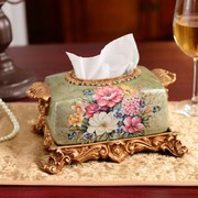 欧式装饰纸巾盒 彩绘餐巾盒 家居纸盒摆设复古装饰高档抽纸盒欧式