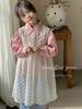 韩版女童装儿童春季洋气时髦甜美蕾丝连衣裙长袖衬衫2件套装