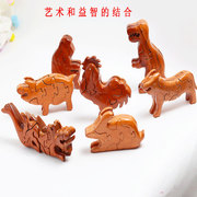 十二生肖玩具动物积木孔明锁大象恐龙儿童益智榫卯斗拱模型鲁班锁