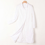 女装品牌折扣棉布白色中长款衬衫夏时尚通勤防晒上衣