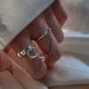 时尚s925银2件套戒指，复古时尚韩版链条，流苏双指开口指环个性饰品
