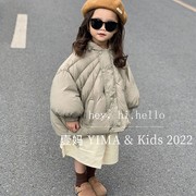 韩版童装冬装女童绿色，连帽羽绒棉服外套，儿童加厚保暖棉袄宝宝棉衣