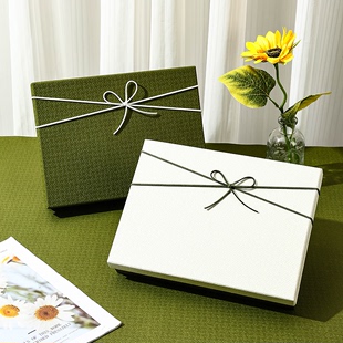 绿色简约盒围巾丝巾礼盒空盒子生日礼物包装盒定制衣服礼物盒