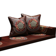 中式红木沙发皮坐垫套防滑高档刺绣加厚古典实木罗汉床海绵垫定制