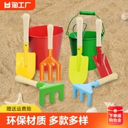 儿童玩沙挖沙子铁铲子，铁桶沙滩玩具套装，宝宝玩土挖土园艺工具大号