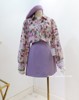 紫色仙气油画小花衫2024春季女装法式印染雪纺，衫高级碎花上衣衬衫
