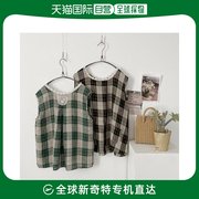 韩国直邮Art Box T恤 ARTBOX/衣角 女士 休闲款 圆领 蕾丝 格子