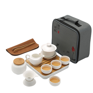 盖碗便携式旅行陶瓷功夫，茶具套装简约家用一壶四杯泡茶壶定制
