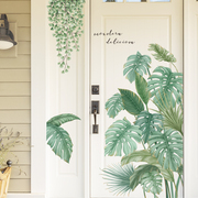 可移除墙贴小清新热带，植物绿叶房门，墙角贴纸画背景客厅卧室自粘