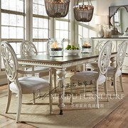 美式实木餐桌椅组合复古吃饭桌，长方形餐台餐厅餐桌餐椅仿古定制
