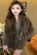 欧货高级感名媛风时尚仿皮草，外套女2023冬季韩版长袖毛毛外套