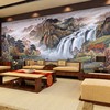 流水生财中式大型壁画办公室大气山水墙纸沙发客厅电视背景墙壁布