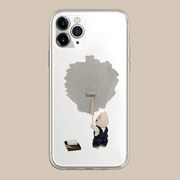 可爱苹果14promax艺术闺蜜情侣趣味萌系刷墙小熊，适用iphone13pro透明12minxs11镜头全包软14min手机壳