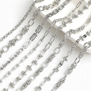 个性小众重工机能中性钛钢银色链条diy手工饰品项链手链配件材料