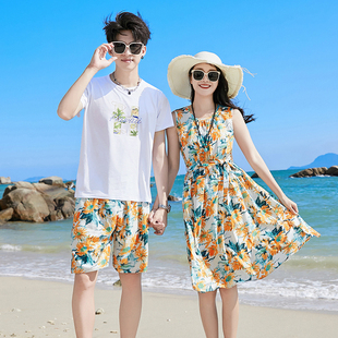 沙滩裙女海边度假超仙情侣装夏装大码海南三亚泰国旅游穿搭拍照服