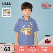 ULLU优露童装男童短袖T恤23夏款宽松趣味美食印花针织短袖polo衫
