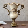 欧式复古高脚双耳花瓶 美式创意软装装饰工艺摆件 合金陶瓷大花瓶