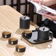 LBOY 陶瓷茶具套装带茶盘日式家用功夫旅行户外便携式包茶具定制