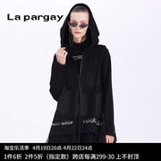 lapargay纳帕佳2024女装，春季黑白色中长款外套，休闲假两件上衣