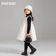 nornor秋冬季珠片夹，棉女童连衣裙儿童夹棉长裙裙子