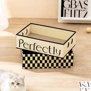 创意长方形黑白棋格猫抓板 超大耐磨不掉屑瓦楞棋盘格猫爪板纸箱