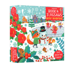 英文原版 Usborne Book & Jigsaw Winter Wonderland 冬季仙境拼图 儿童早教益智拼图玩具 寓教于乐 英语单词知识认知启蒙