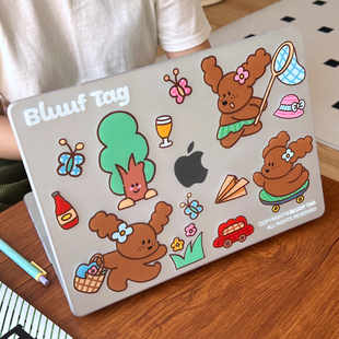 bluuftag原创小狗插画苹果电脑保护壳，保护套可爱创意透明磨砂，pc材质适用于macbookproair笔记本系列