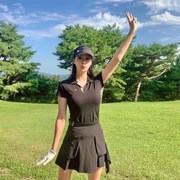 韩国高尔夫球帽子女士防晒无顶帽夏季印花织带遮阳帽时尚空顶帽子
