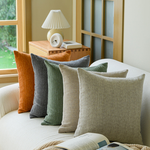 加厚绒雪尼尔现代简约北欧高级素色沙发靠垫套子抱枕方形可定制