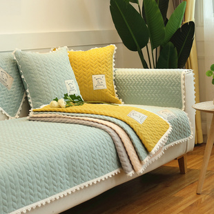 全棉沙发垫布艺简约现代客厅四季通用真皮坐垫子，防滑套罩盖巾