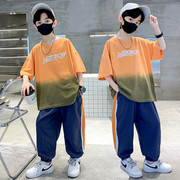 男童夏季短袖套装2023韩版夏装，中大儿童体恤防蚊裤两件套代发