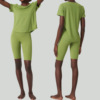 夏季女性瑜伽服大码运动健身短袖瑜伽套装C200短袖+LPH2355五分裤