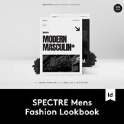 SPECTRE Mens Fashion Lookbook 黑色系男装杂志画册设计INDD模板