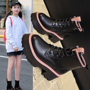 女童马丁靴2023夏英伦风演出中大童靴子儿童网红软皮短靴